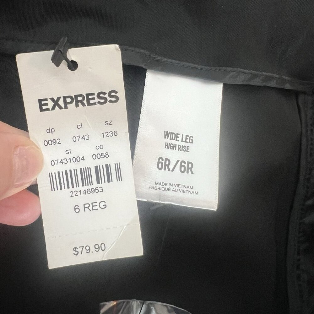 Express Women's Size 6 Wide Leg Dress Pants Black High Rise Zipper New - Picture 4 of 13